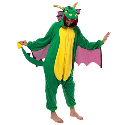 Spooktacular Creations - Pijama de Peluche Unisex para Adulto, Disfraz de Animal de dragón de una Pieza (Mediano)