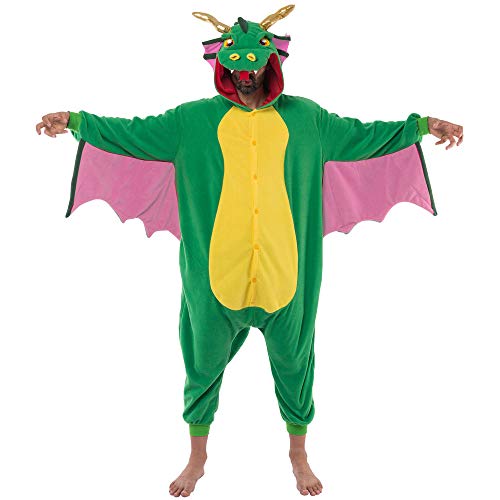 Spooktacular Creations - Pijama de Peluche Unisex para Adulto, Disfraz de Animal de dragón de una Pieza (Mediano)