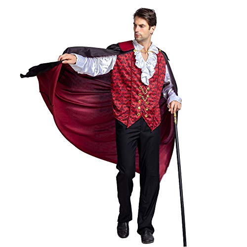 Spooktacular Creations Renacimiento Medieval vampiro espantoso lujo disfraz de Halloween para hombres juego de rol pecados Cosplay (rojo, Small)