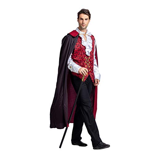 Spooktacular Creations Renacimiento Medieval vampiro espantoso lujo disfraz de Halloween para hombres juego de rol pecados Cosplay (rojo, Small)