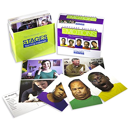 Stages Learning Materiales Idioma Constructor Emoción Picture Card Expresiones, Conversación, y Situación Tarjetas de Educación Autismo, Terapia ABA