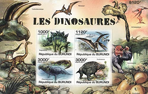 Stamps Dinosaurios Monstruos Prehistóricos Burundi 2011 MNH Sheetlet