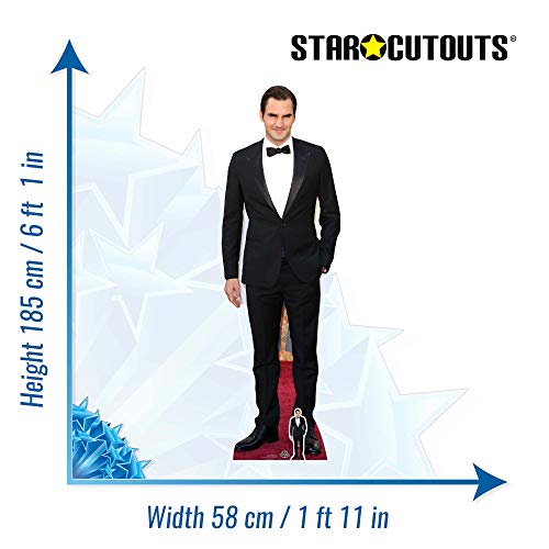 STAR CUTOUTS- Recorte de tamaño Real de Roger Federer con Mini Mesa Gratis, Estrella, Color, 185 cm (CS674)