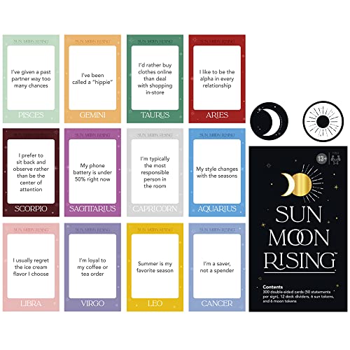 Sun Moon Rising Game, juego de cartas de fiesta con temática de astrología para adultos y adolescentes, juego de cartas para adultos para 3-6 jugadores a partir de 13 años