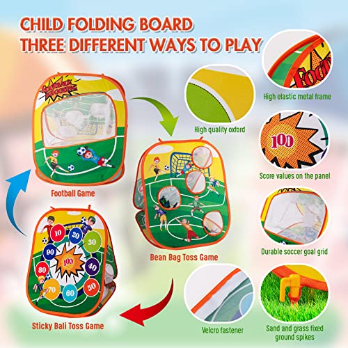 Sundaymot Juego de lanzamiento de puf para niños, juguetes al aire libre para niños pequeños, bolas adhesivas y juegos de fútbol, adecuado para niños y niñas juegos deportivos