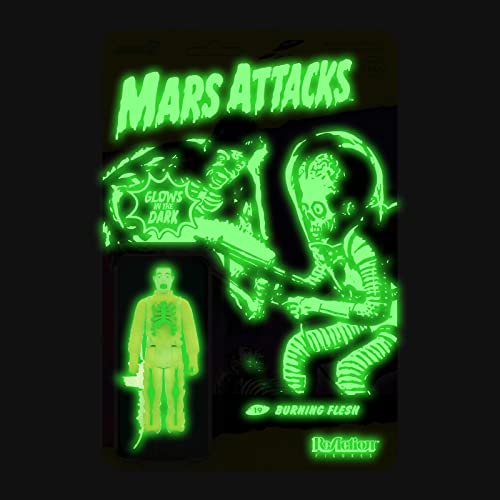 SUPER7 Mars Attacks Burning Flesh Glow Figura de reacción de 3.75 Pulgadas