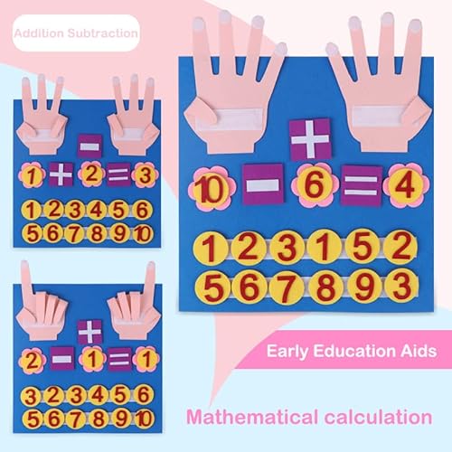 Tablero de Fieltro para Contar números de Dedo, Juguete de Ayuda para enseñanza, números Montessori, Aprendizaje para niños pequeños