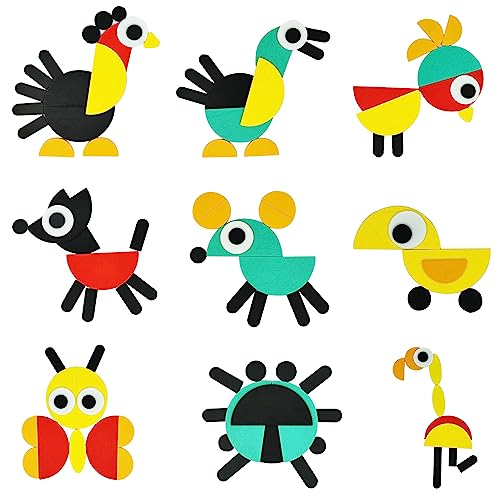 Tangram Infantil, Puzzle Madera Juguetes Montessori Animales Rompecabezas, Educativos Juegos Colores Aprendizaje Regalos Cumpleaños para Niños y Niñas (Typ-1)
