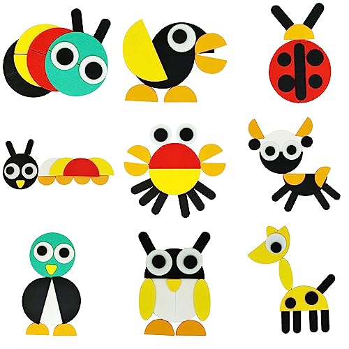 Tangram Infantil, Puzzle Madera Juguetes Montessori Animales Rompecabezas, Educativos Juegos Colores Aprendizaje Regalos Cumpleaños para Niños y Niñas (Typ-1)