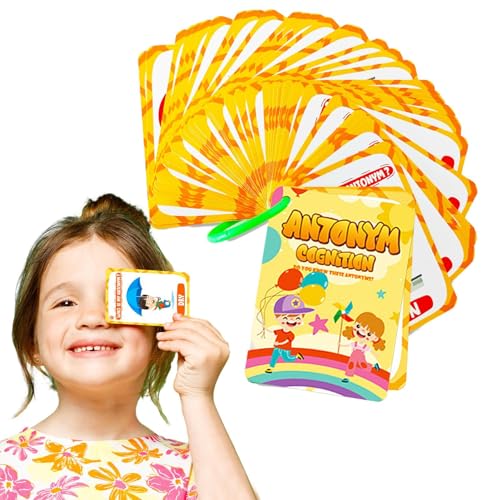 Tarjetas Antónimas - 50 hojas de tarjetas flash de aprendizaje para niños,Actividades de aprendizaje, juguetes educativos para el aprendizaje temprano elemental para niños y niñas de 3 a 6 años Fasoke