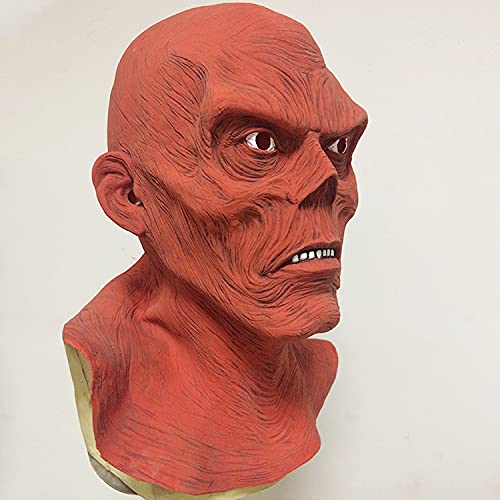 Terror aterrador de látex cráneo rojo máscara Cosplay para el juego de disfraz de Halloween