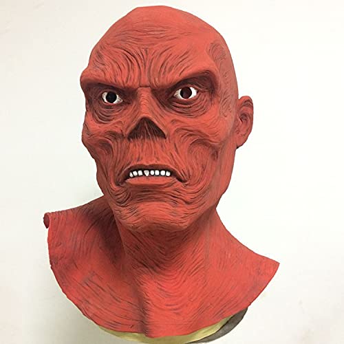 Terror aterrador de látex cráneo rojo máscara Cosplay para el juego de disfraz de Halloween
