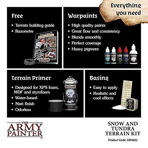 The Army Painter GameMaster Kit de Nieve y Terreno de Tundra, Compatible con Xps Foam Warhammer Terrain Warhammer 40k Starter Sets de Pintura de Pintura de imprimación de Color del ejército