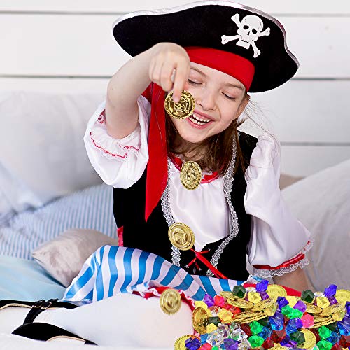 THE TWIDDLERS 300 Juguetes del Tesoro Pirata para Niños - 150 Gemas y 150 Monedas de Oro | Rellenos de Piñata, Fiesta de Cumpleaños