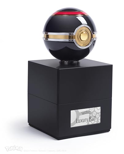 The Wand Company Réplica auténtica de la bola de lujo – Realista, electrónica, fundida a presión Poké Ball con vitrina características de luz – Con licencia oficial de Pokémon