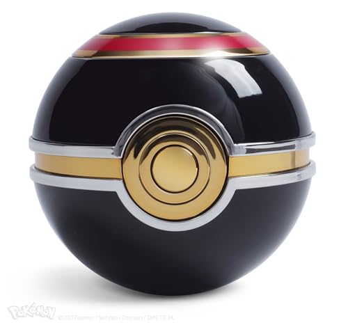 The Wand Company Réplica auténtica de la bola de lujo – Realista, electrónica, fundida a presión Poké Ball con vitrina características de luz – Con licencia oficial de Pokémon