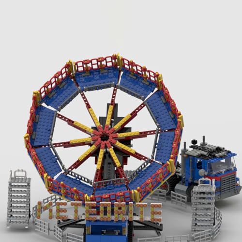 THEGO Fairground Meteorite Ride-Aka Roundup Spinball Building Block, 2062 piezas de parque de atracciones, kit de rotonda para parque de atracciones, instalaciones de entretenimiento, decoración