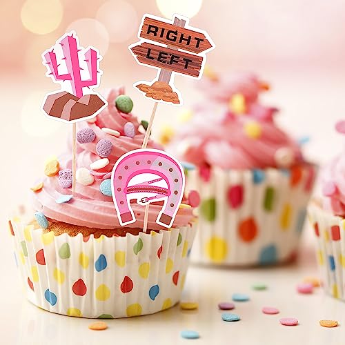 Thinp 12 Piece Cupcake Topper Muffin Deco Wester Cowboy Cake Deco Picks Cake Decoration Set Cake Topper, for Wedding Anniversary Birthday Theme Parties Decorating Accessories