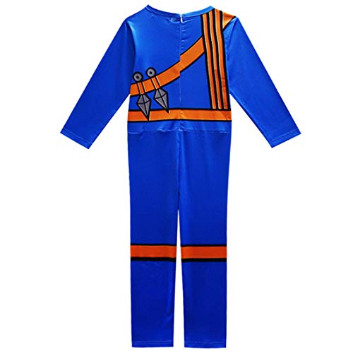 Thombase Disfraz de guerrero ninja para niños, disfraz para cosplay y fiesta de disfraces con arma (Azul, 130)