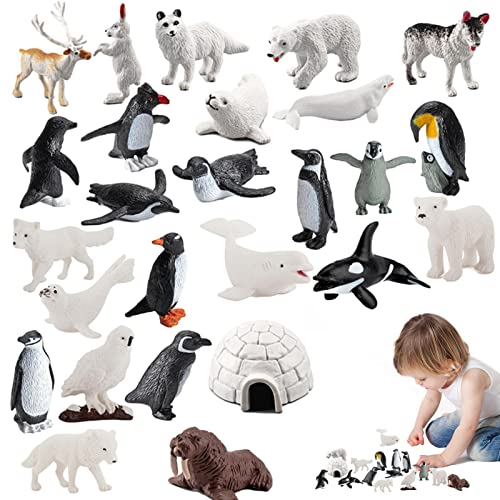 thoran Juego de 5 figuras de animales – Juego de figuras de animales árticos duraderas | Figuras de animales árticos para decoración de pasteles o suministros de fiesta
