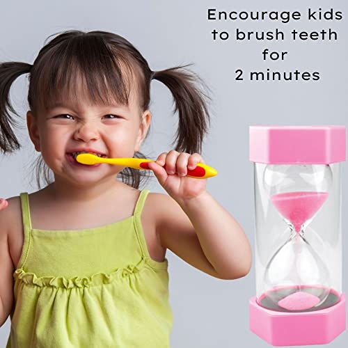Tink n Stink Reloj de arena grande con temporizador de 2 minutos rosa con tapas de extremo robustas, gestión del tiempo silenciosa, juegos de aula, oficina en casa