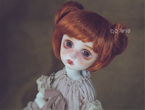 Tita-Doremi Peluca BJD Ball-Jointed Doll 1/4 7-8 Inch Mini Dollfie SD10 MDD MSD Volks AOD Minifee DOD LUTS DZ Doll Orange Peluca Hair 18-19cm (Peluca Solamente, no una muñeca)
