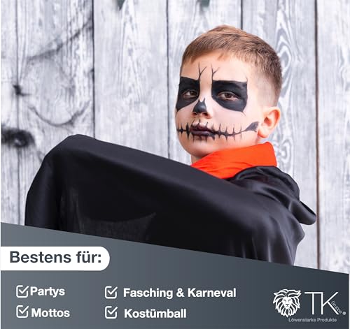 TK Gruppe Timo Klingler Capa de disfraz de Halloween - rojo y negro - capa con capucha para niños y adultos - mujeres y hombres