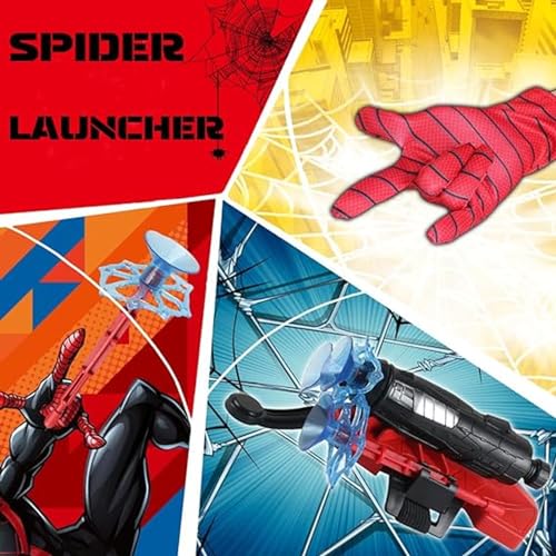 TKGEOUE Juego de 2 Guantes lanzadores de arañas, Guantes lanzadores de Spiderman, Guantes lanzadores de Spiderman para niños,para Juegos Infantiles para Fiestas de Cosplay