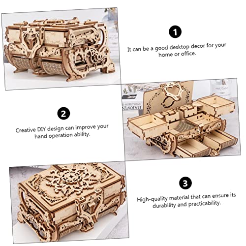 TOYANDONA 1 Pieza De Caja Antigua Suministros para El Hogar Rompecabezas Mecánico De Madera Productos para El Hogar Modelo 3D Diorama Mecánico Tridimensional Artesanías De Madera