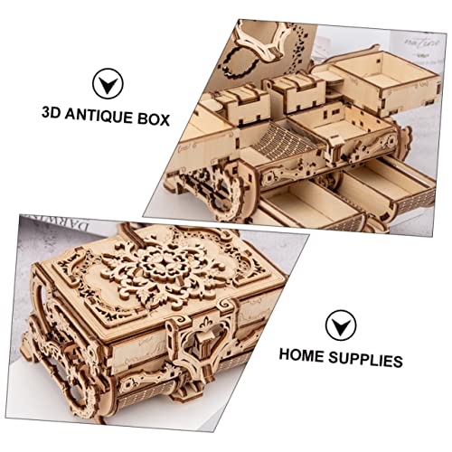 TOYANDONA 1 Pieza De Caja Antigua Suministros para El Hogar Rompecabezas Mecánico De Madera Productos para El Hogar Modelo 3D Diorama Mecánico Tridimensional Artesanías De Madera