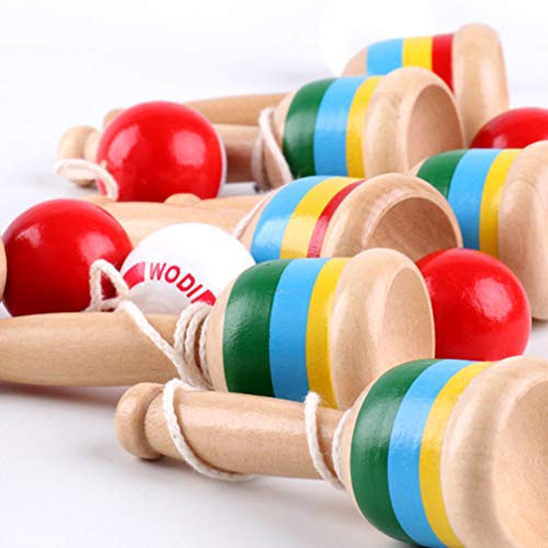 TOYANDONA Juego de 2 Bolas de Madera con Forma de Bola y Juego de Pelota para coordinar la Bola de la Mano y la Bola para atrapar la Taza de Kendama Japonesa de Juguete de Madera para niños