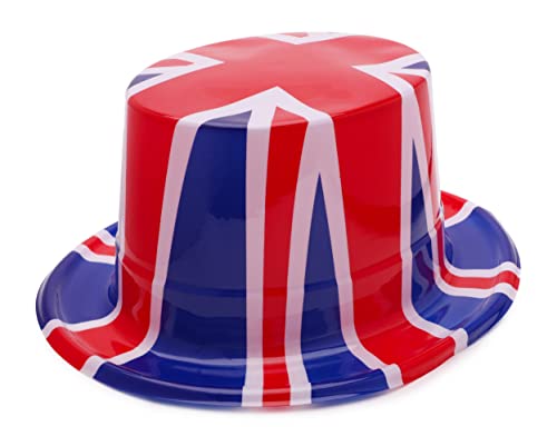 Toyland® Pack de 6 - Sombreros de copa Union Jack de plástico - Talla única - Decoraciones británicas de coronación de Su Majestad el Rey Carlos III