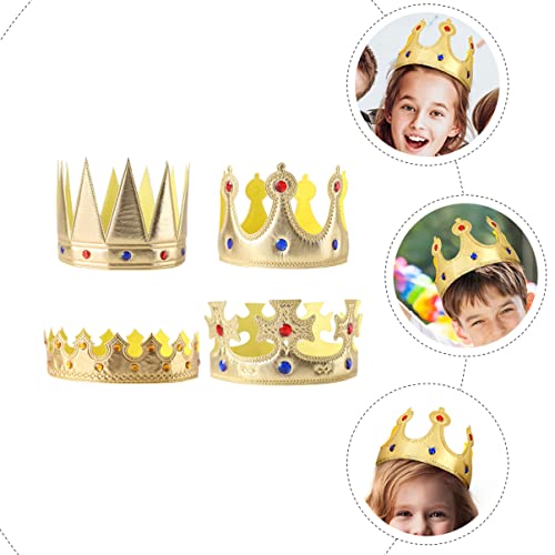 Toyvian 4 piezas de plástico Gold Royal King Crown