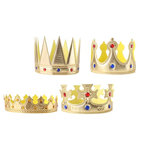 Toyvian 4 piezas de plástico Gold Royal King Crown