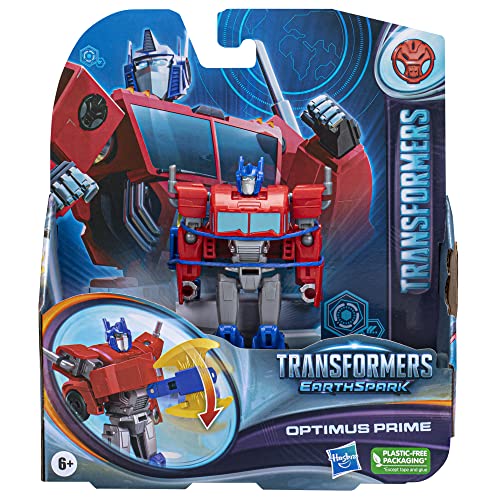 Transformers Juguetes EarthSpark Warrior Class Optimus Prime Figura de acción, 5 Pulgadas, Juguetes Robot para niños a Partir de 6 años