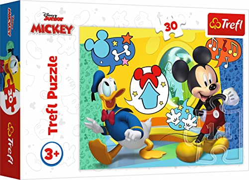 Trefl 30 Elementos-Rompecabezas Coloridos con Personajes Disney, Mickey Mouse, Entretenimiento Creativo, Diversión para niños a Partir de 3 años Puzzle, Color ratón y casa Feliz (18289)