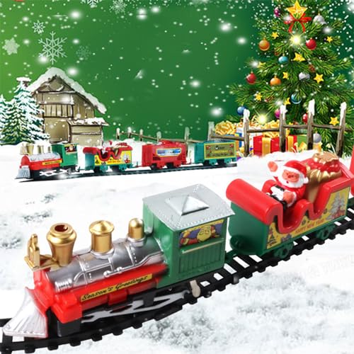 Tren Eléctrico - Juego de juguetes de tren eléctrico con vías de tren - Juego de rompecabezas de pista de coches navideños, juego de trenes de juguete clásico, regalos para niños de 3, 4, 5, Yongwiory