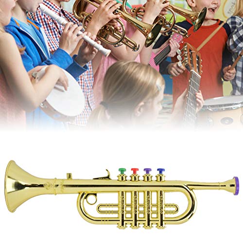 Trompeta Para Niños ABS Instrumento Musical De Cuerno De Plástico Para Niños Para Entrenar El Sentido Del Ritmo De Los Niños Dorado
