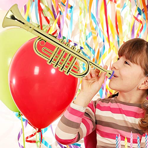 Trompeta Para Niños ABS Instrumento Musical De Cuerno De Plástico Para Niños Para Entrenar El Sentido Del Ritmo De Los Niños Dorado