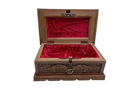 Tubibu Caja mágica secreta de Walnut Treasure Within Puzzle hecha a mano con llave oculta - A