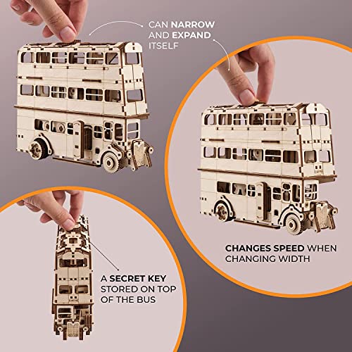 UGEARS Harry Potter Autobús Noctambulo Puzzle 3D Maquetas para Construir Adultos Modelo Mecánico de Madera Bus Rompecabezas Adultos Madera Maquetas para Montar - con Motor de Resorte