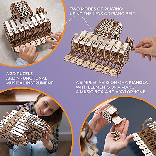 UGEARS Puzzle 3D Celesta Mecánica - Maquetas para Montar Instrumentos Musicales de Piano, Caja de música y xilófono - Puzzles 3D de educación Musical - Maquetas para Construir para Adultos y niños