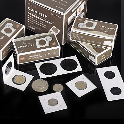 Uncle Paul 300 Uds. Monedas con Bolsillos de 2x2 Pulgadas, 6 tamaños, portamonedas de cartón, álbum de Monedas, Libro para colección de Monedas, Suministros FC01MX1