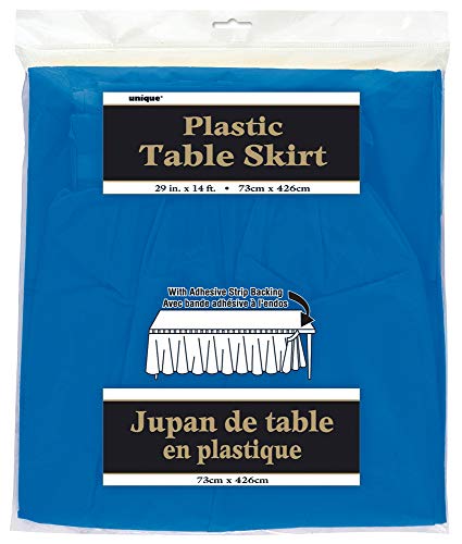 Unique- Falda de mesa de plástico, Color azul rey, 420 cm (50057)