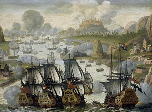 Unknown Artist Naval Battle In The Bay of Vigo October Episode from The War of The Spanish Succession Wooden Jigsaw Puzzle for Adult Family Friend DIY Challenge Wall Décor 1000 Piece