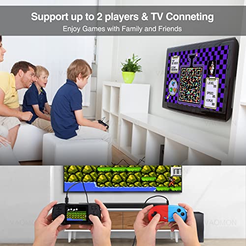 VAOMON,Consola de juegos de mano para niños, más de 620 juegos clásicos de FC, soporte de videojuegos recargable para conectar TV y 2 jugadores, regalo ideal (negro premium)