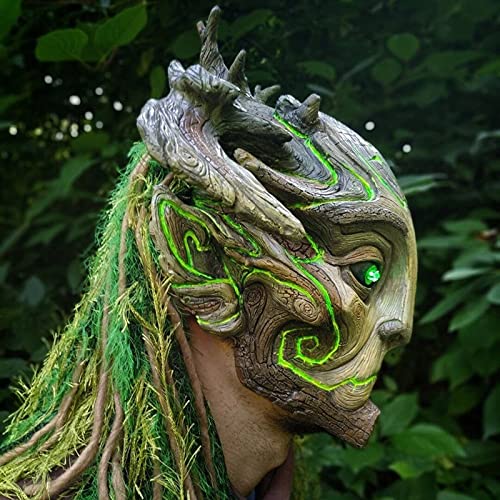 Variedad de máscara para adultos Halloween espeluznante japonesa Hannya Oni Noh Kabuki Prajna Máscara del diabloMáscara de cabeza de toroMáscara sonriente de látex extraño (espíritu del bosque y