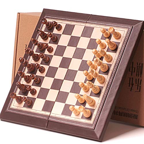 VducK Juego de ajedrez Juego de ajedrez de viaje magnético plegable con 2 bolsas portátiles for almacenamiento de piezas, regalo for amantes y estudiantes de ajedrez Regalo internacional de ajedrez Aj
