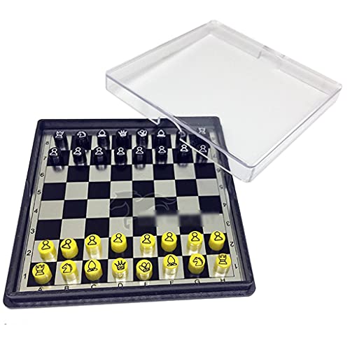 VducK Juego de ajedrez Mini juego de ajedrez Juego de ajedrez internacional magnético con tapa transparente y piezas de ajedrez de plástico Juego de tablero de ajedrez de metal for regalos de niños Aj