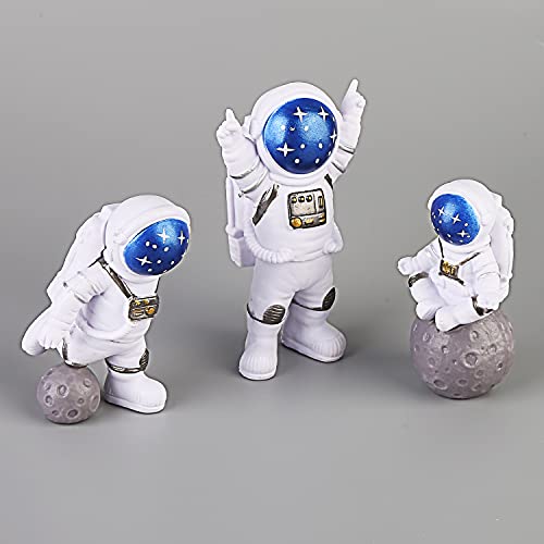 Vegena Figura de Astronauta Figura de Juguete de Astronauta Adornos de Resina para Escritorio de Astronauta Astronauta Espacial Topper de Cumpleaños Decoraciones de Fiesta Decoración Mesa 3 Piezas